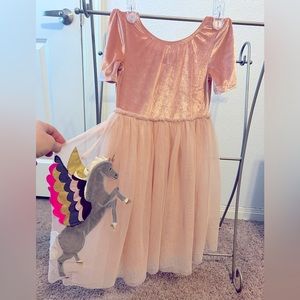 NWT Mini Boden dress Velvet top with tulle skirt and unicorn appliqué. 9-10Y